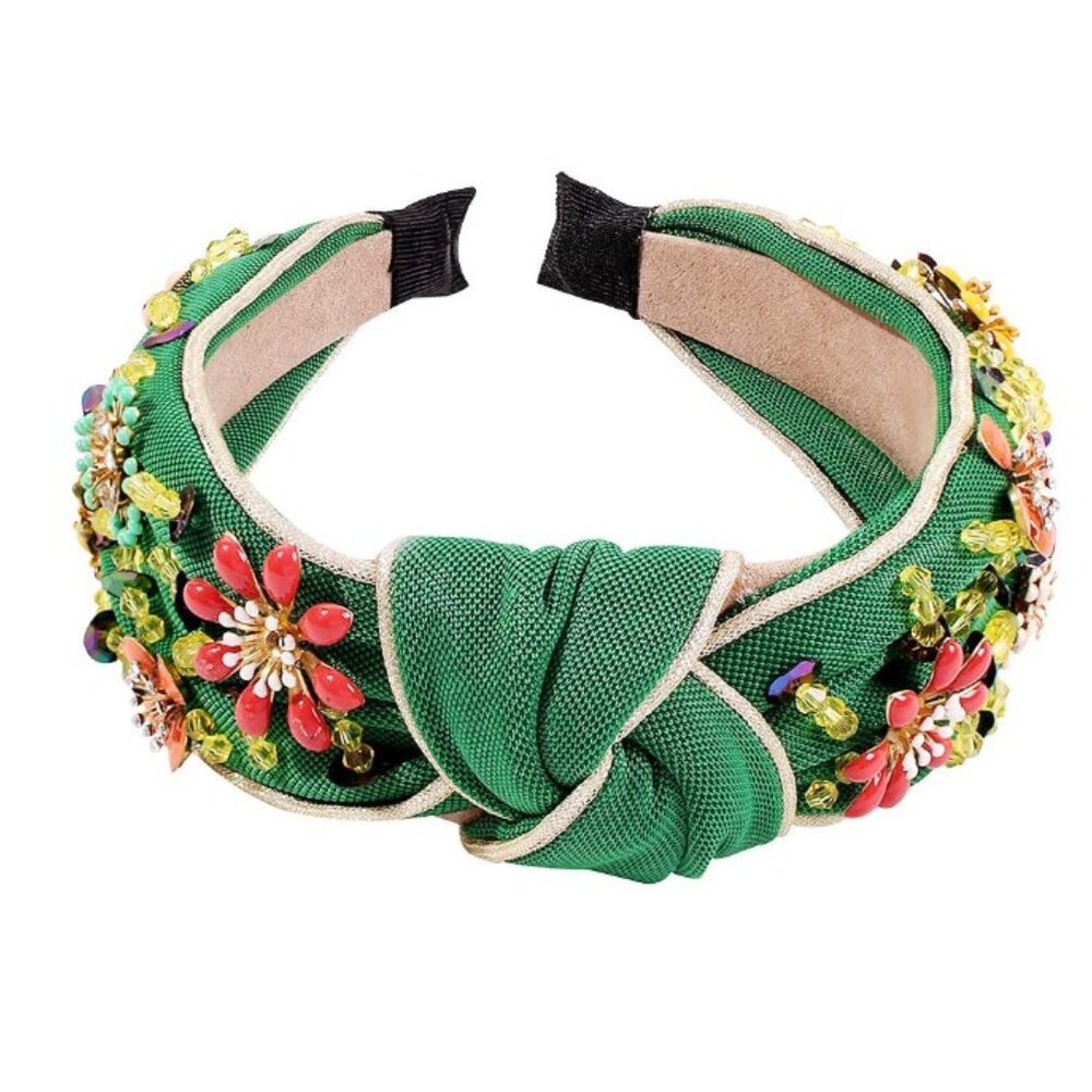 Rhinestone Crystal Wide Headbands Knot Turban Fashion Hairband - Picture 2 of 7